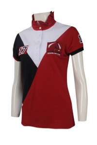 P990 團體訂做女裝短袖polo恤 網上下單女裝短袖polo恤 澳洲  女裝polo恤供應商     紅色撞色白色、黑色